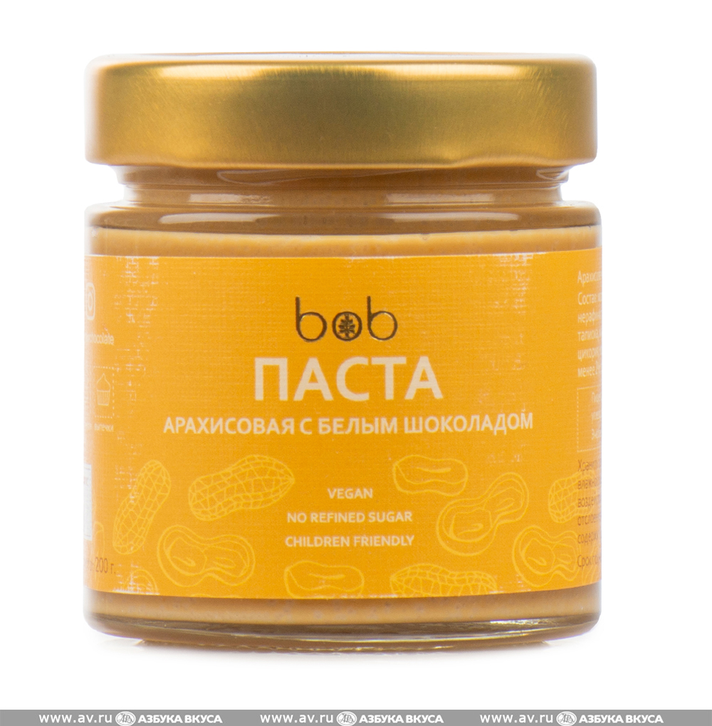 

Паста арахисовая BOB с белым веганским шоколадом 200г Россия