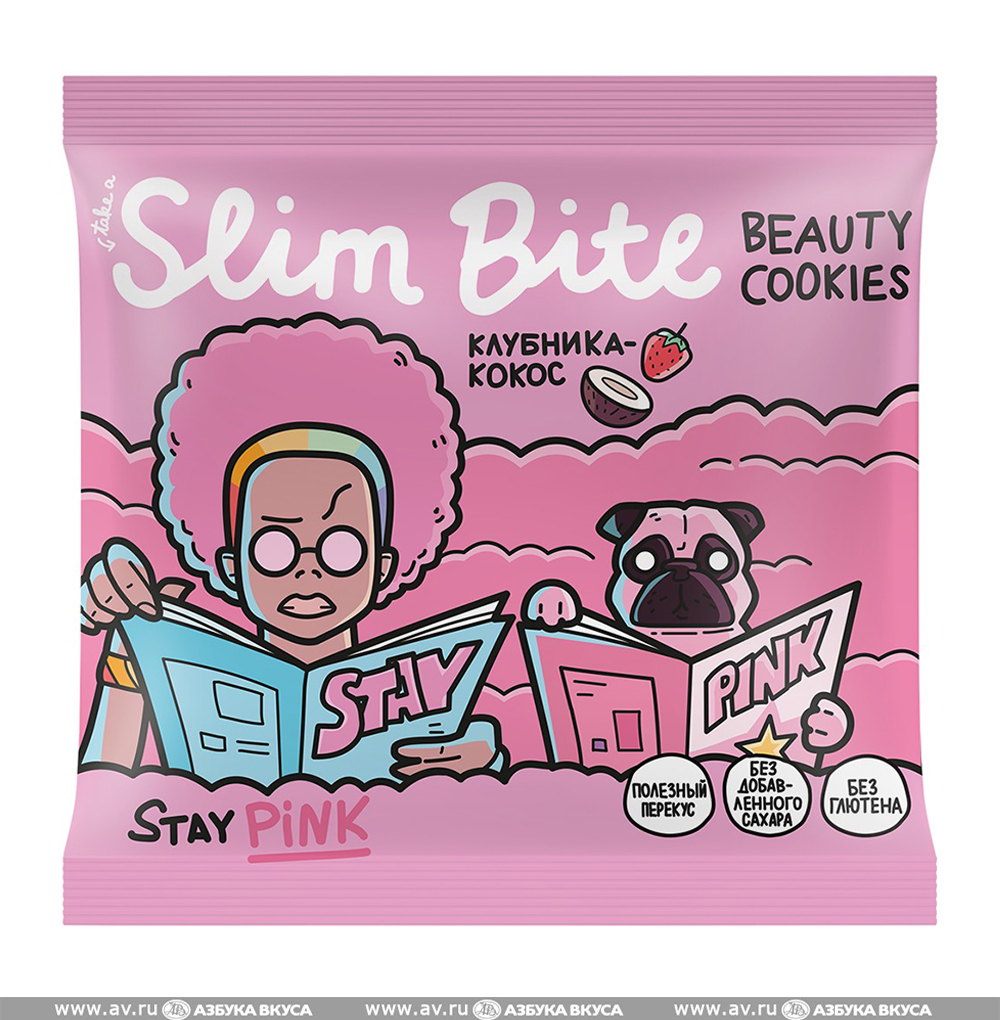 

Печенье безглютеновое Slim Bite Beauty Cookies Клубника-Кокос (без сахара) 115г Россия