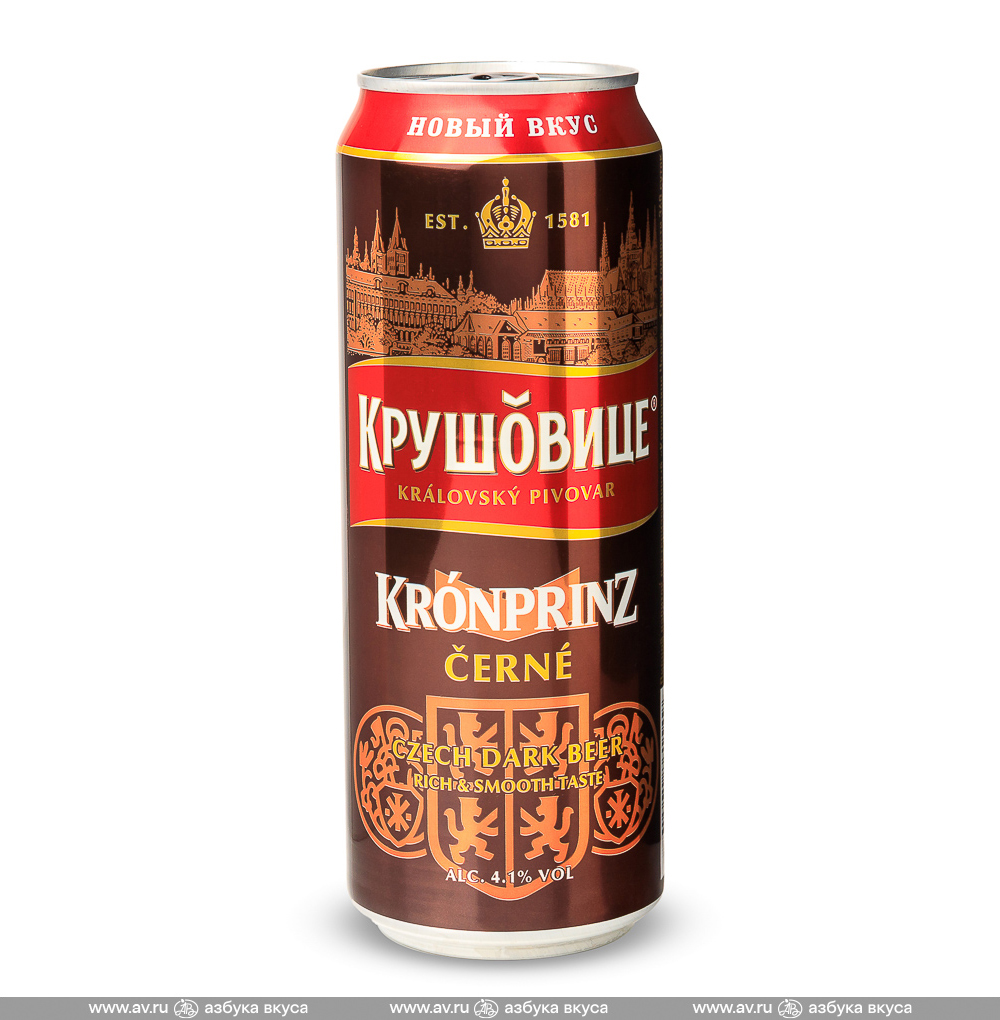 Изображение товара Пиво темное Krusovice Cerne 4,1%, 0.43 L, ж/б, Россия
