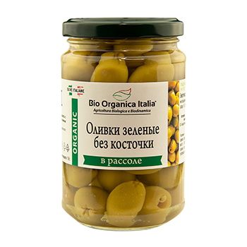 Оливки зелёные без косточки в рассоле, Bio Organica Italia, 280 г, Италия