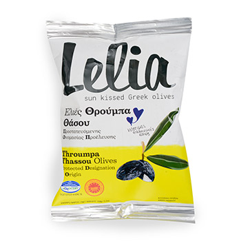Изображение товара Оливки трубес с косточкой чёрные, Lelia, 150 г, Греция