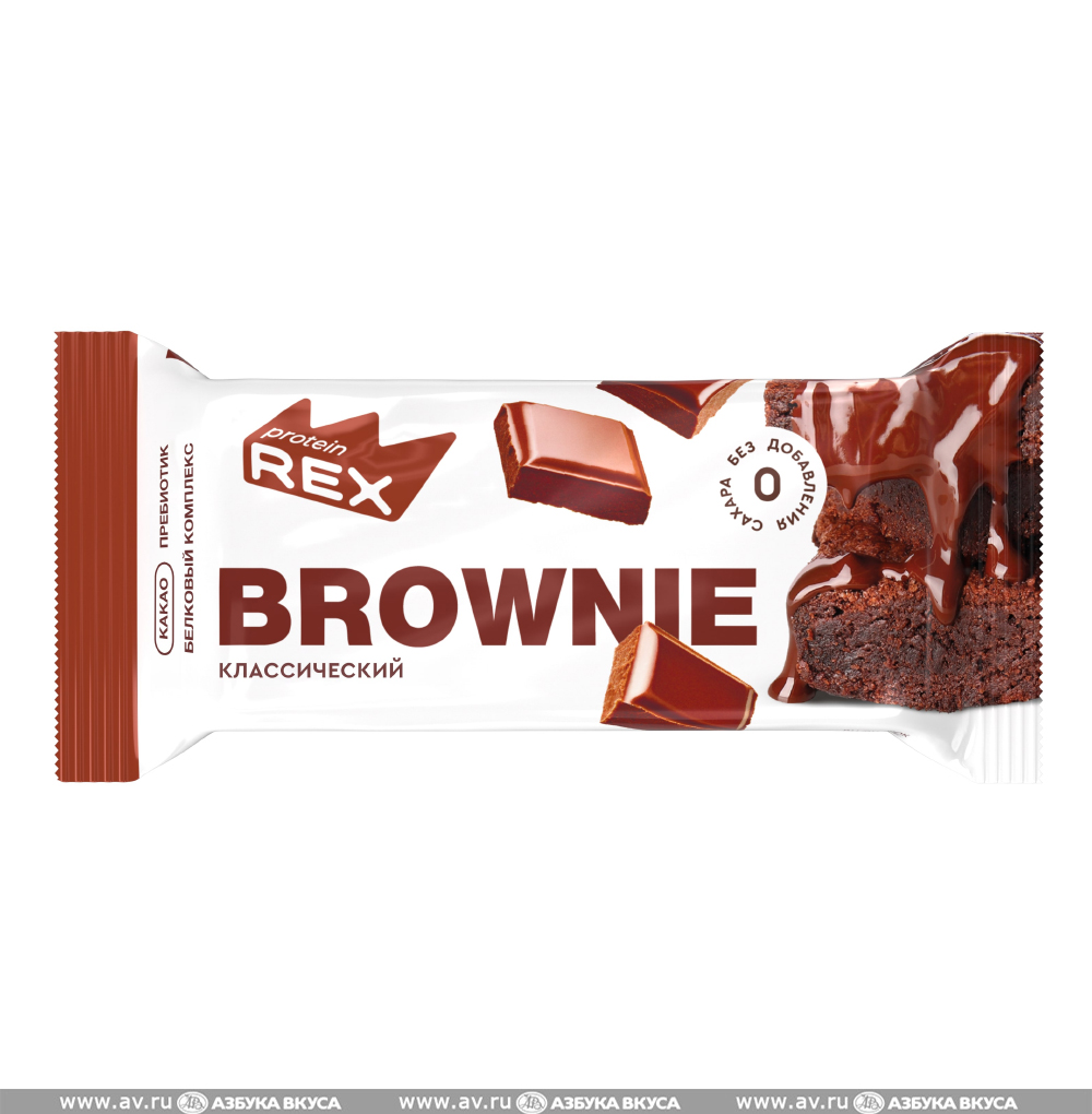 Изображение товара Пирожное протеиновое Brownie Классический (без сахара), ProteinRex, 50 г, Россия Изображение товара Пирожное протеиновое Brownie Классический (без сахара), ProteinRex, 50 г, Россия