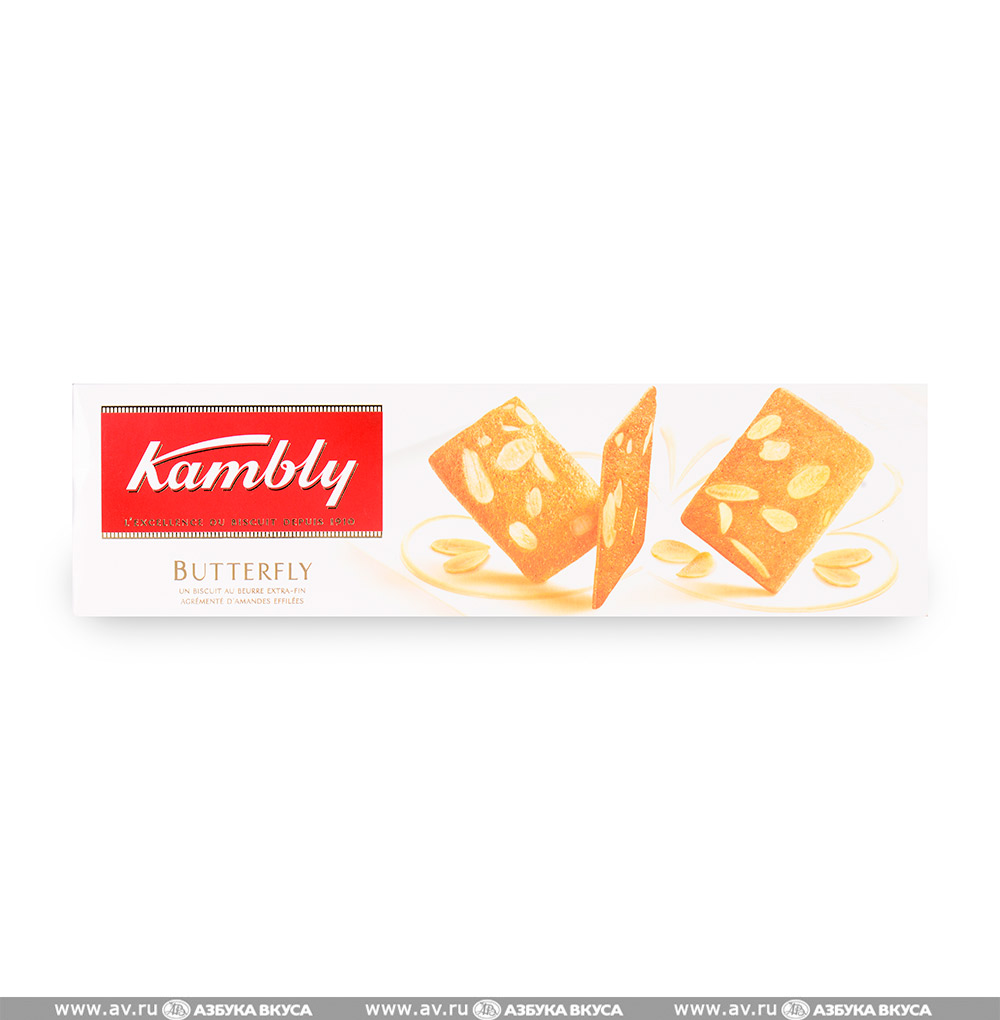 Изображение товара Печенье Butterfly с миндалём, Kambly, 100 г, Швейцария Изображение товара Печенье Butterfly с миндалём, Kambly, 100 г, Швейцария
