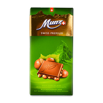 Изображение товара Шоколад Munz молочный с обжаренным фундуком 100 г Швейцария