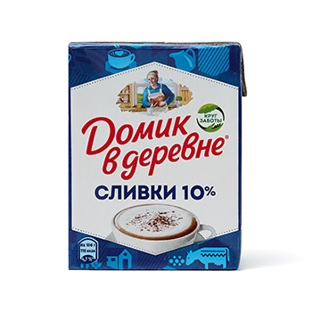 Сливки стерилизованные 10%, «Домик в деревне», 200 мл, Россия, БЗМЖ