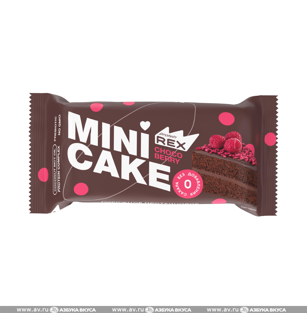 Изображение товара Пирожное протеиновое Mini Cake «Шоколадный тортик» с малиной (без сахара), ProteinRex, 40 г, Россия Изображение товара Пирожное протеиновое Mini Cake «Шоколадный тортик» с малиной (без сахара), ProteinRex, 40 г, Россия