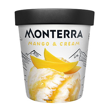 Изображение товара Мороженое Mango & Cream с манговым наполнителем и кусочками манго, Monterra, 480 мл, Россия, БЗМЖ