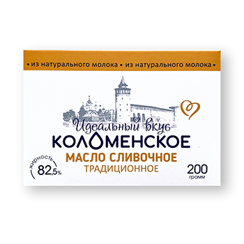 Изображение товара Масло сливочное Коломенское традиционное 82.5% 200 г, Россия
