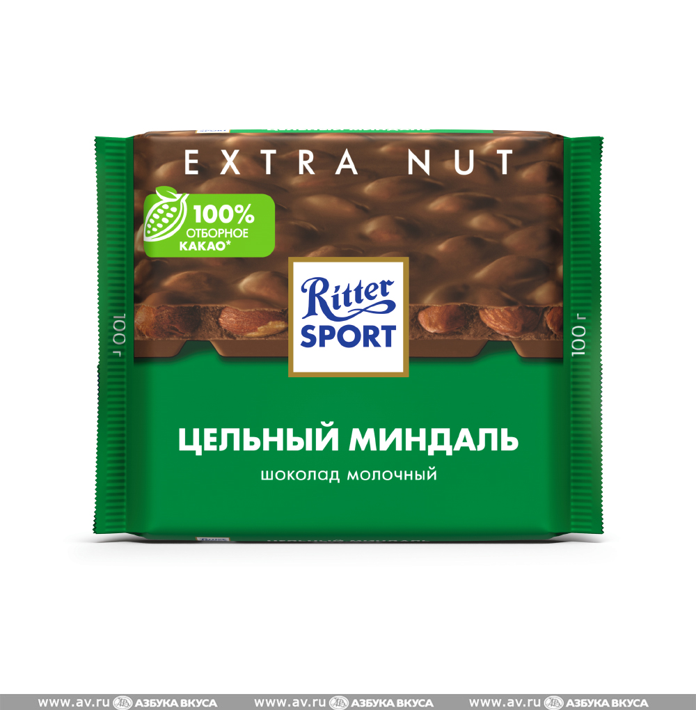 Изображение товара Шоколад молочный с цельным миндалем, Ritter Sport, 100 г, Германия