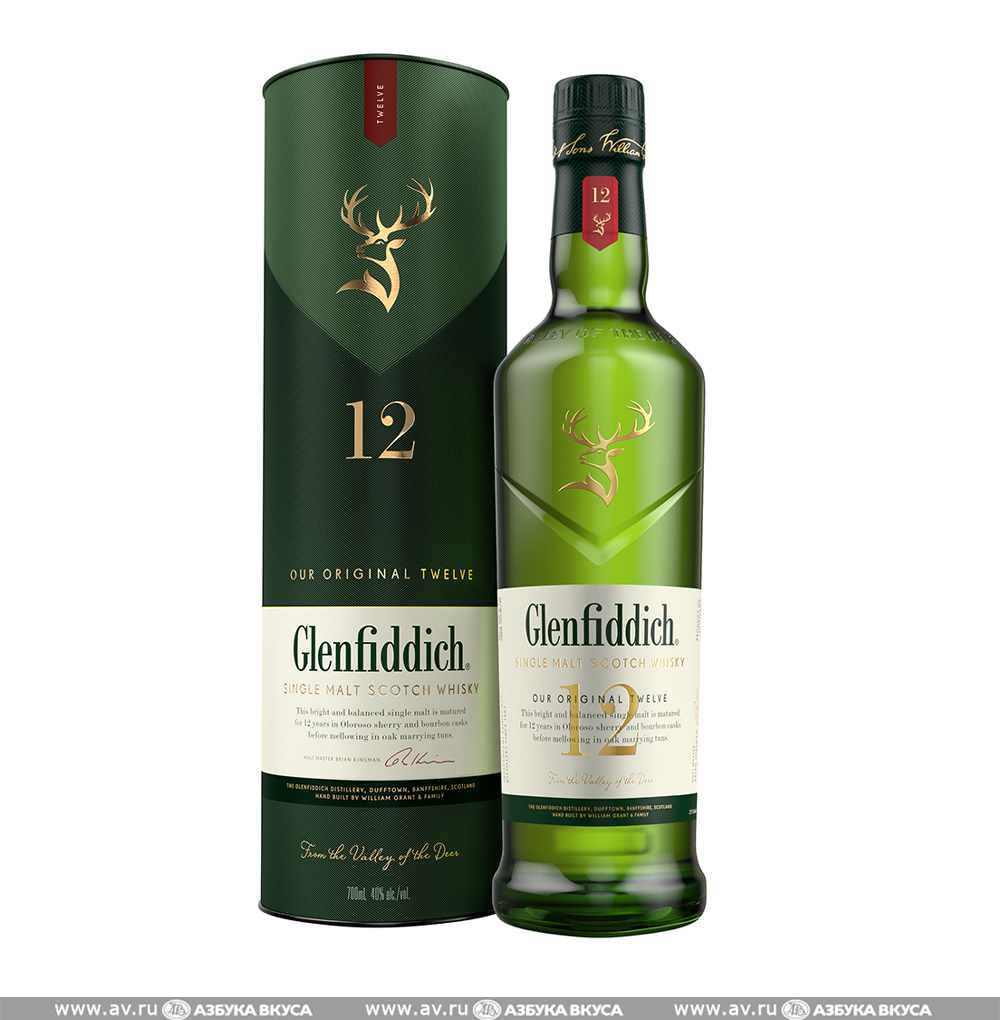 Изображение товара Виски шотландский Glenfiddich Speyside Single Malt 12 YO, 0.7 L, в тубе Изображение товара Виски шотландский Glenfiddich Speyside Single Malt 12 YO, 0.7 L, в тубе