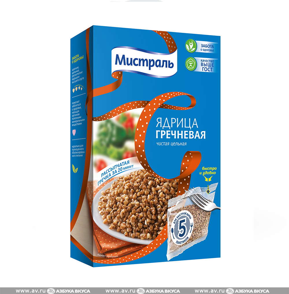 Изображение товара Крупа гречневая ядрица, «Мистраль», 5 шт.*80 г, Россия