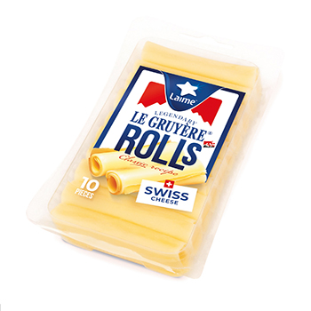 Изображение товара Сыр твёрдый грюйер 49%, Laime, 100 г, роллы, Швейцария, БЗМЖ