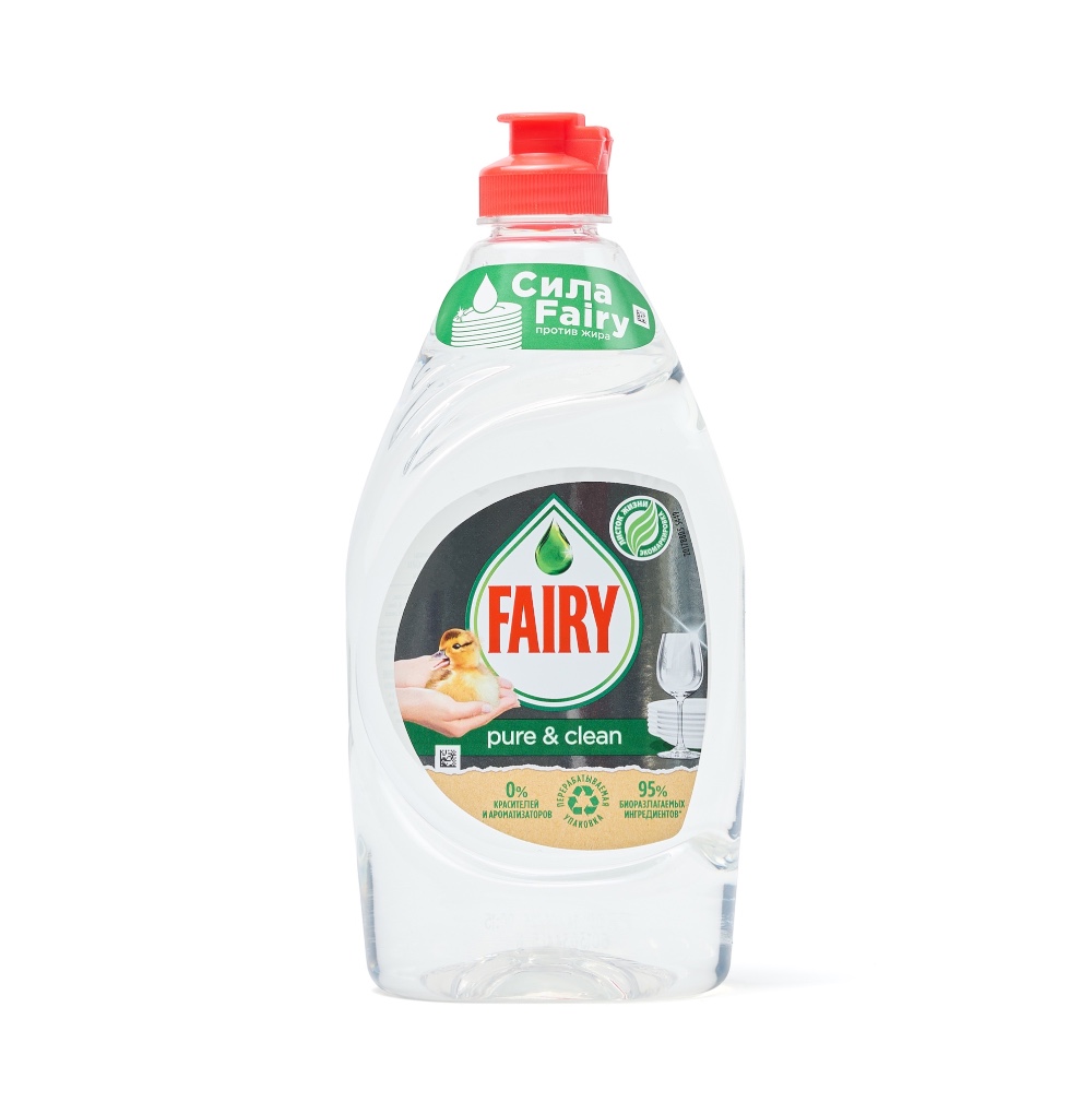 Изображение товара Средство для мытья посуды Pure & Clean без красителей и ароматизаторов, Fairy, 450 мл, Россия
