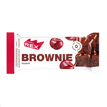 Изображение товара Пирожное протеиновое Brownie «Вишня» (без сахара), ProteinRex, 50 г, Россия