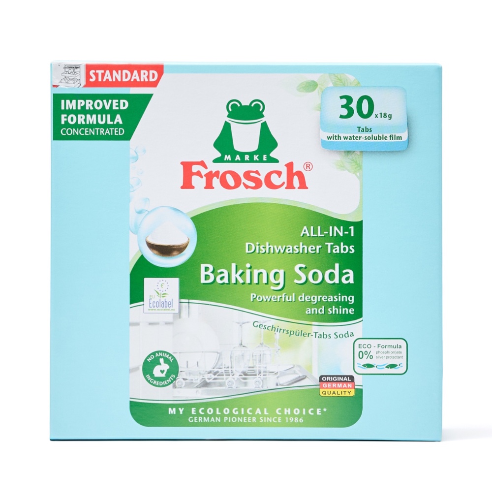 Изображение товара Таблетки для мытья посуды в ПММ Сода (все в одном), Frosch, 30 шт, Германия Изображение товара Таблетки для мытья посуды в ПММ Сода (все в одном), Frosch, 30 шт, Германия