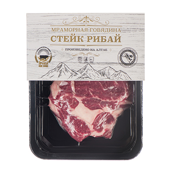 Изображение товара Стейк рибай из алтайской мраморной говядины охлаждённый 400 г, Россия