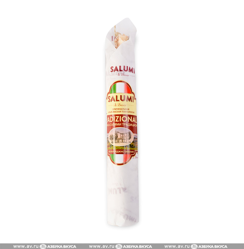 Изображение товара Колбаса сыровяленая Салями Традиционное полусухая, «Salumi di Reggio», Россия Изображение товара Колбаса сыровяленая Салями Традиционное полусухая, «Salumi di Reggio», Россия