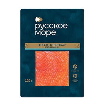 Форель слабой соли, ломтики, «Русское море», 120 г, Россия