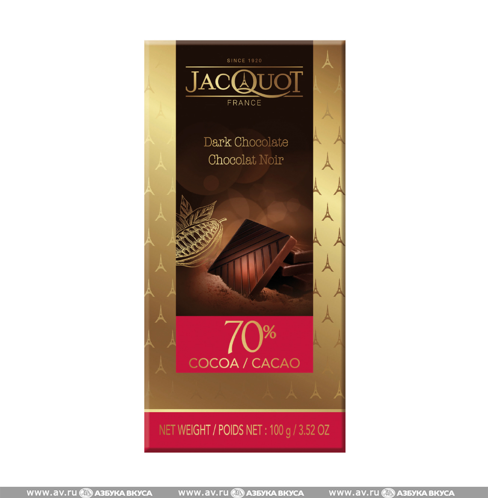 Изображение товара Шоколад горький 70%, Jacquot, 100 г, Франция