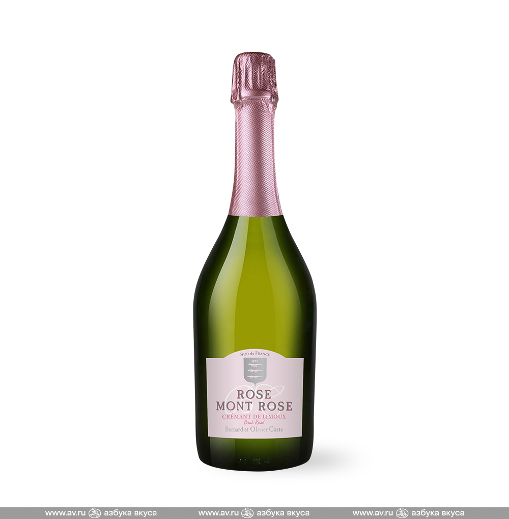 Изображение товара Игристое вино французское розовое брют AOC Cremant de Limoux Mont Rose Brut Domaine Montrose, 0.75 L Изображение товара Игристое вино французское розовое брют AOC Cremant de Limoux Mont Rose Brut Domaine Montrose, 0.75 L