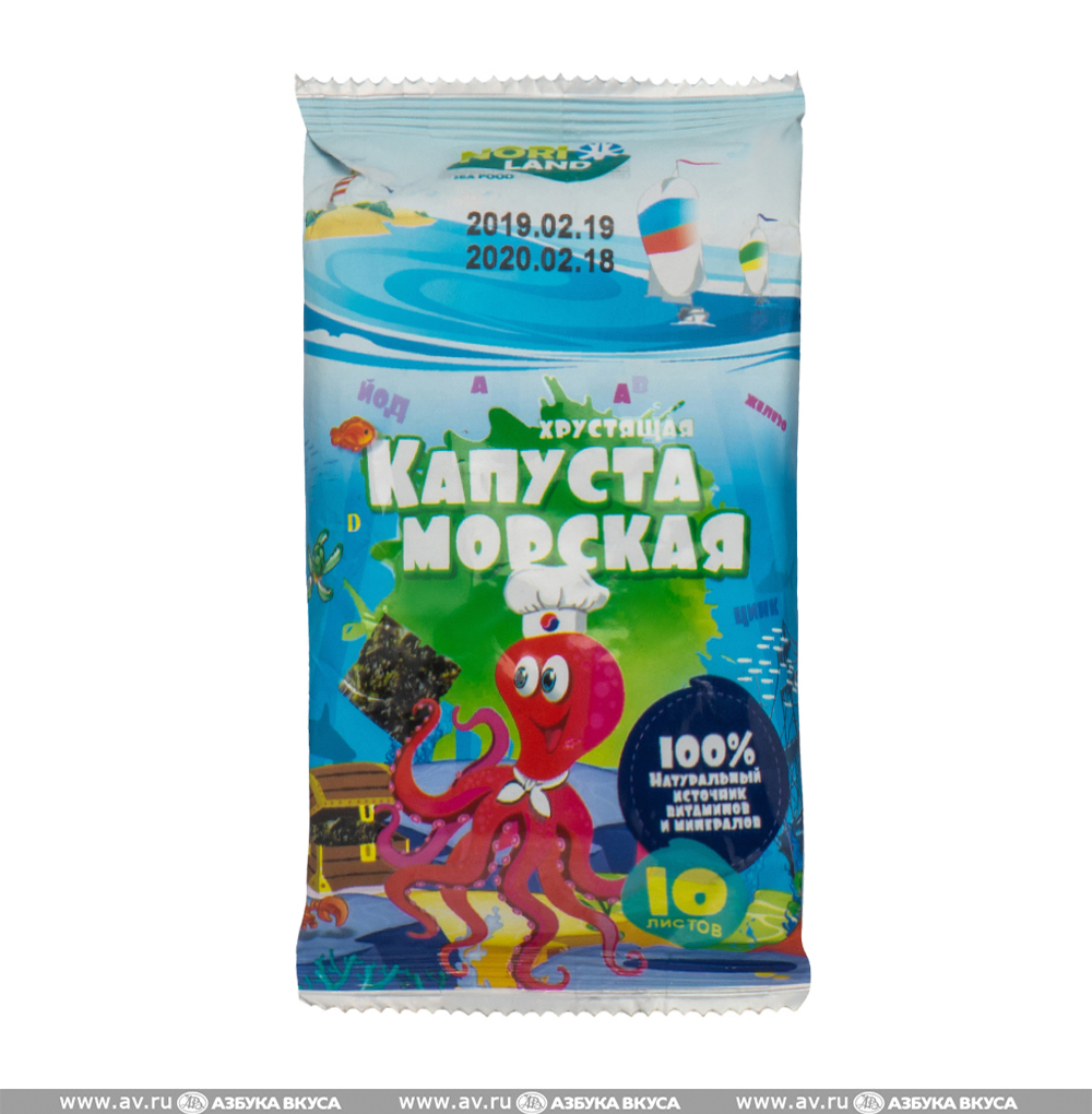 Изображение товара Морская капуста Осьминожка сушеная, Nori Land, 4.5 г, Республика Корея