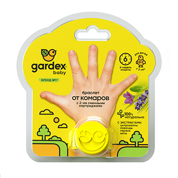 Изображение товара Браслет детский от комаров с 2 сменными картриджами Gardex Baby, Китай
