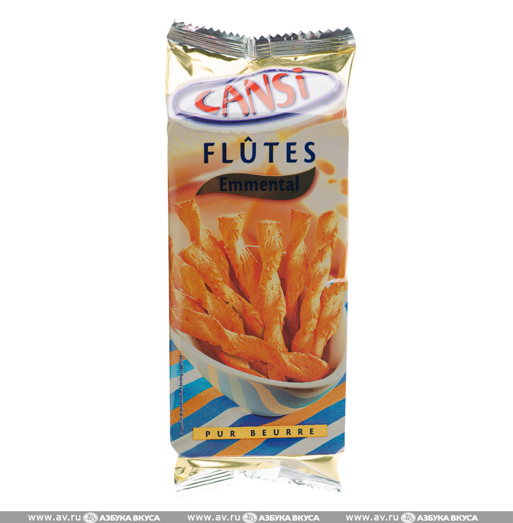 Изображение товара Палочки Flutes Fromage Emmental слоёные воздушные с сыром эмменталь, Cansi, 125 г, Франция