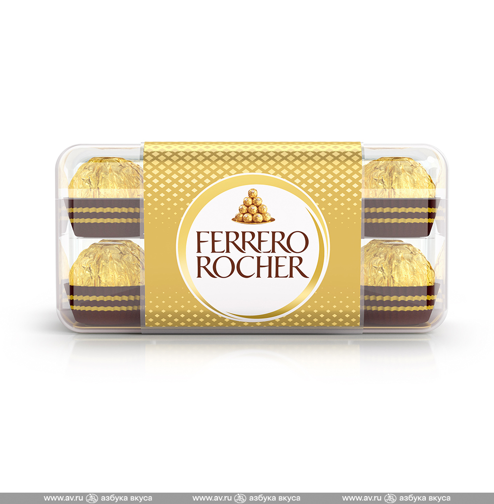 Изображение товара Конфеты Rocher из молочного шоколада с начинкой из цельного фундука и крема, в коробке, Ferrero, 200 г, Китай Изображение товара Конфеты Rocher из молочного шоколада с начинкой из цельного фундука и крема, в коробке, Ferrero, 200 г, Китай
