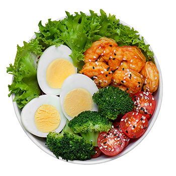 Изображение товара Салат-боул «Кето» с креветками и яйцом, «Азбука Life Pro», 220 г, Россия