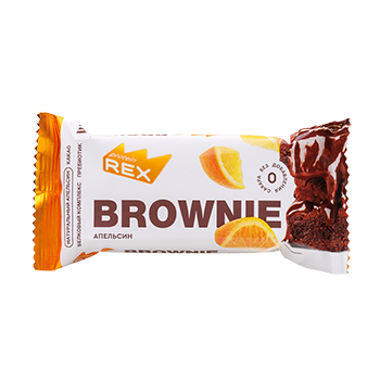 Изображение товара Пирожное протеиновое Brownie «Апельсин» (без сахара), ProteinRex, 50 г, Россия