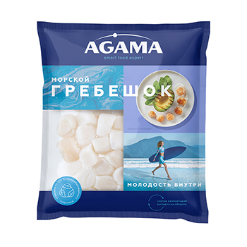 Морской гребешок филе замороженное, Agama, 250 г, РоссияМорской гребешок Agama с/м филе 250гр Россия