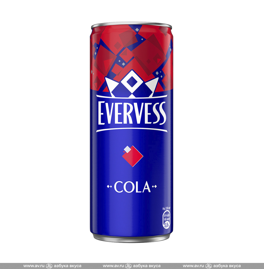 Изображение товара Напиток газированный Cola, Evervess, 0.33 л, Россия Изображение товара Напиток газированный Cola, Evervess, 0.33 л, Россия