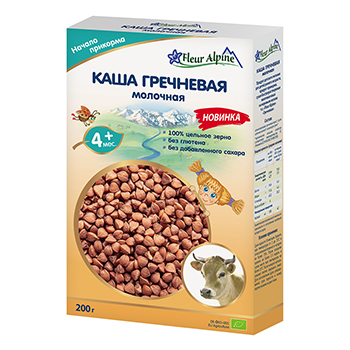 Изображение товара Каша молочная гречневая, с 4 месяцев, Fleur Alpine, 200 г, Германия