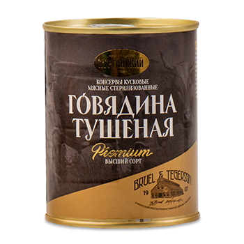 Изображение товара Говядина тушёная Premium высший сорт, «Курганский мясокомбинат», 338 г, Россия