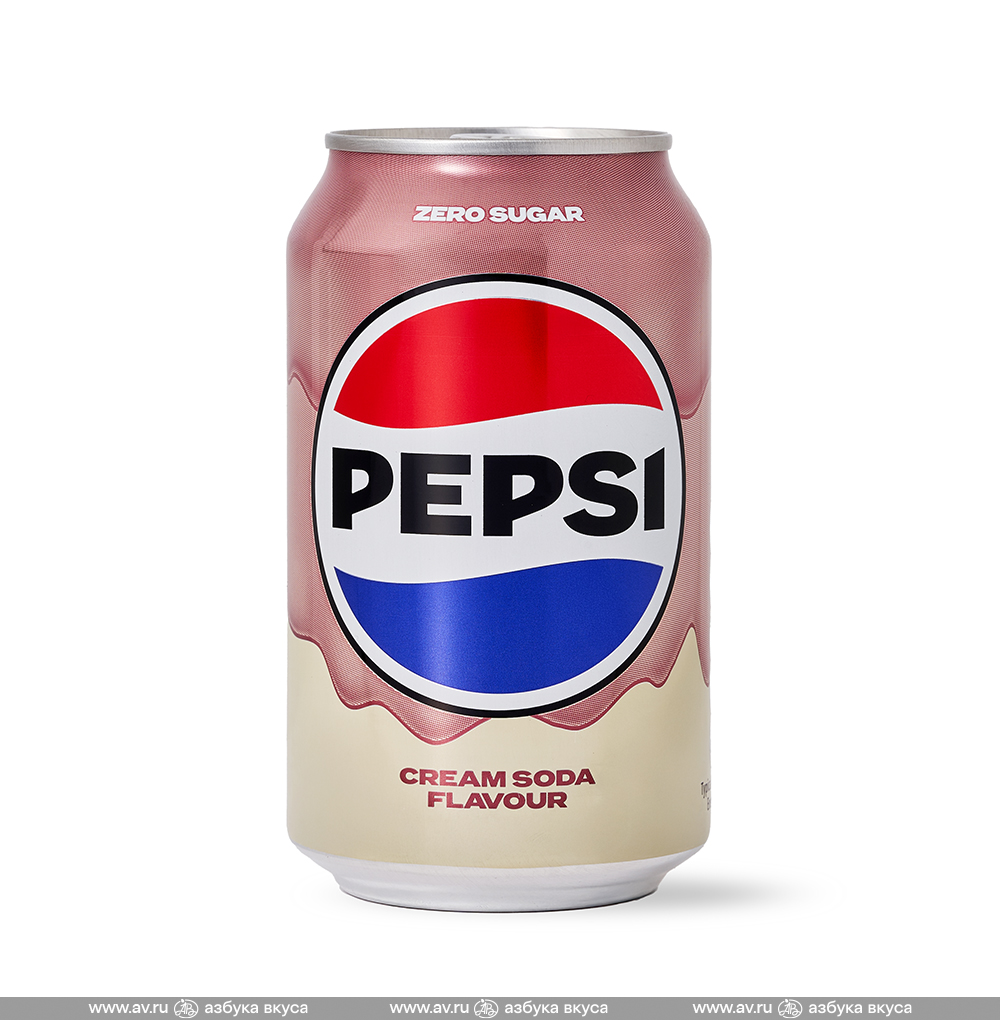 Изображение товара Напиток газированный со вкусом крем-соды, без сахара, Pepsi, 0.33 л, Великобритания