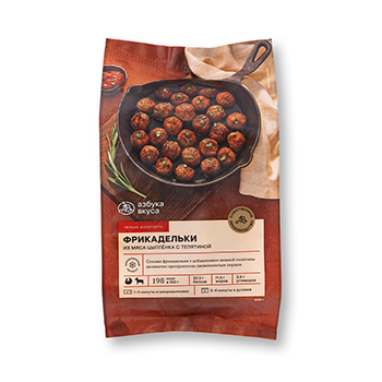 Изображение товара Фрикадельки из мяса цыпленка-бройлера с телятиной, замороженные, «Азбука вкуса», 600г, Россия