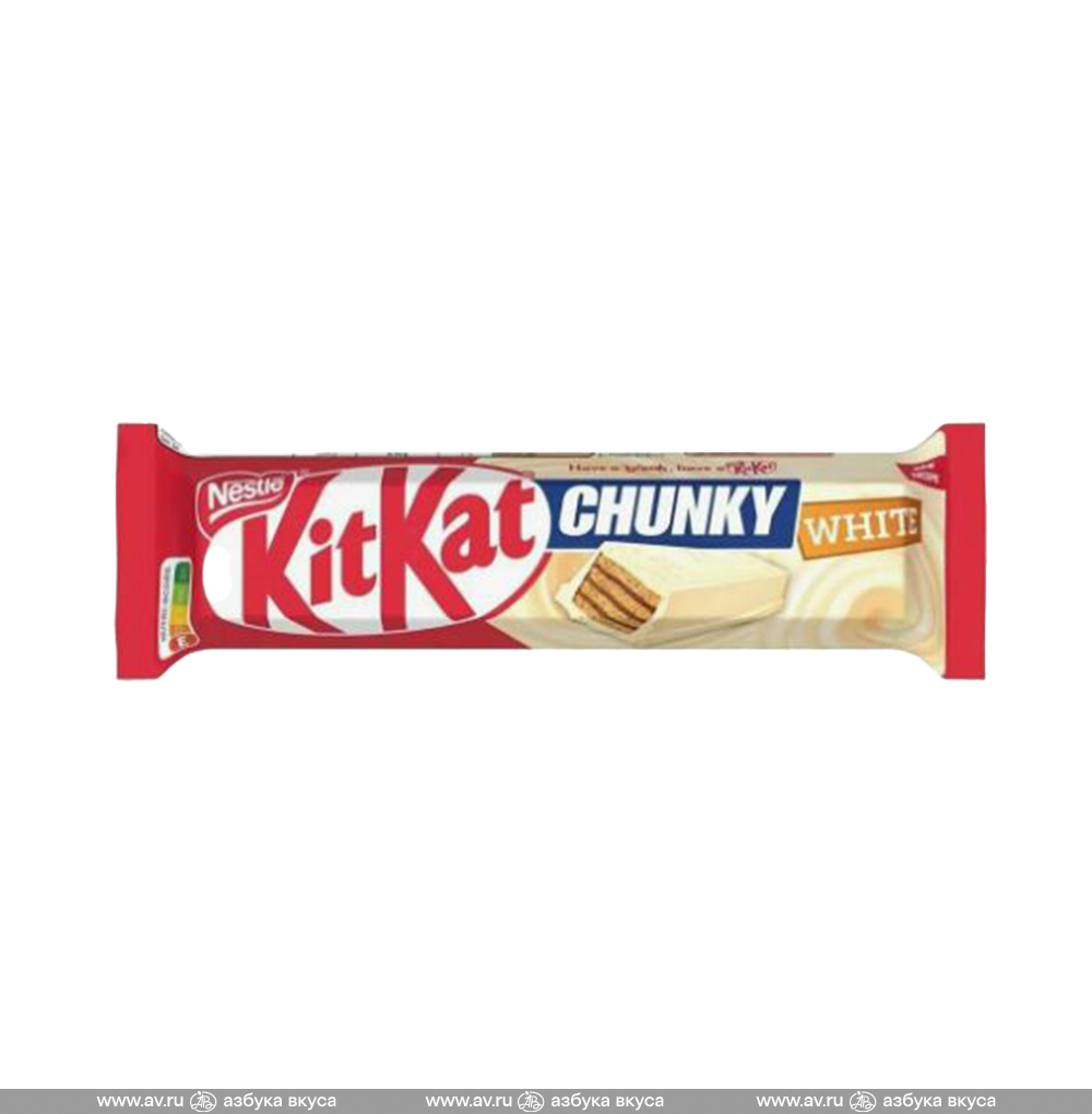Изображение товара Батончик из белого шоколада с хрустящей вафлей, KitKat, 40 г, Германия Изображение товара Батончик из белого шоколада с хрустящей вафлей, KitKat, 40 г, Германия