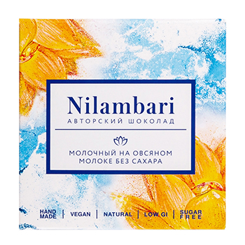 Изображение товара Шоколад веганский молочный на овсяном молоке с финиковой пудрой без сахара, Nilambari, 65 г, Россия