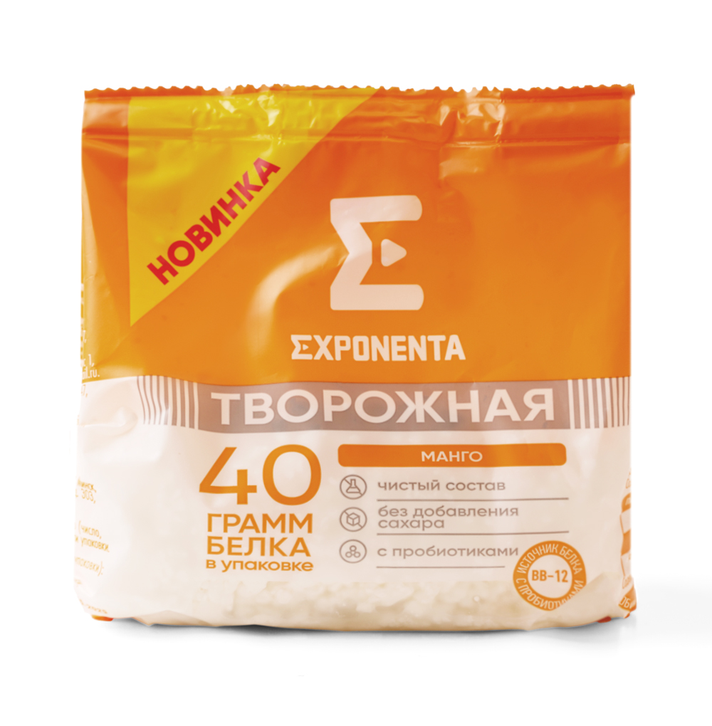 Изображение товара Творожный продукт «Манго» с повышенным содержанием белка, Exponenta, 250 г, Россия, БЗМЖ