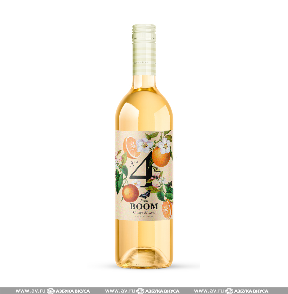 Изображение товара Виноградосодержащий напиток белый сладкий Fruit Boom Orange Mimosa Alexis Freres, 0.75 L