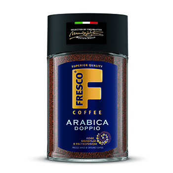 Изображение товара Кофе растворимый Doppio с добавлением молотого, Fresco, 100 г, Россия