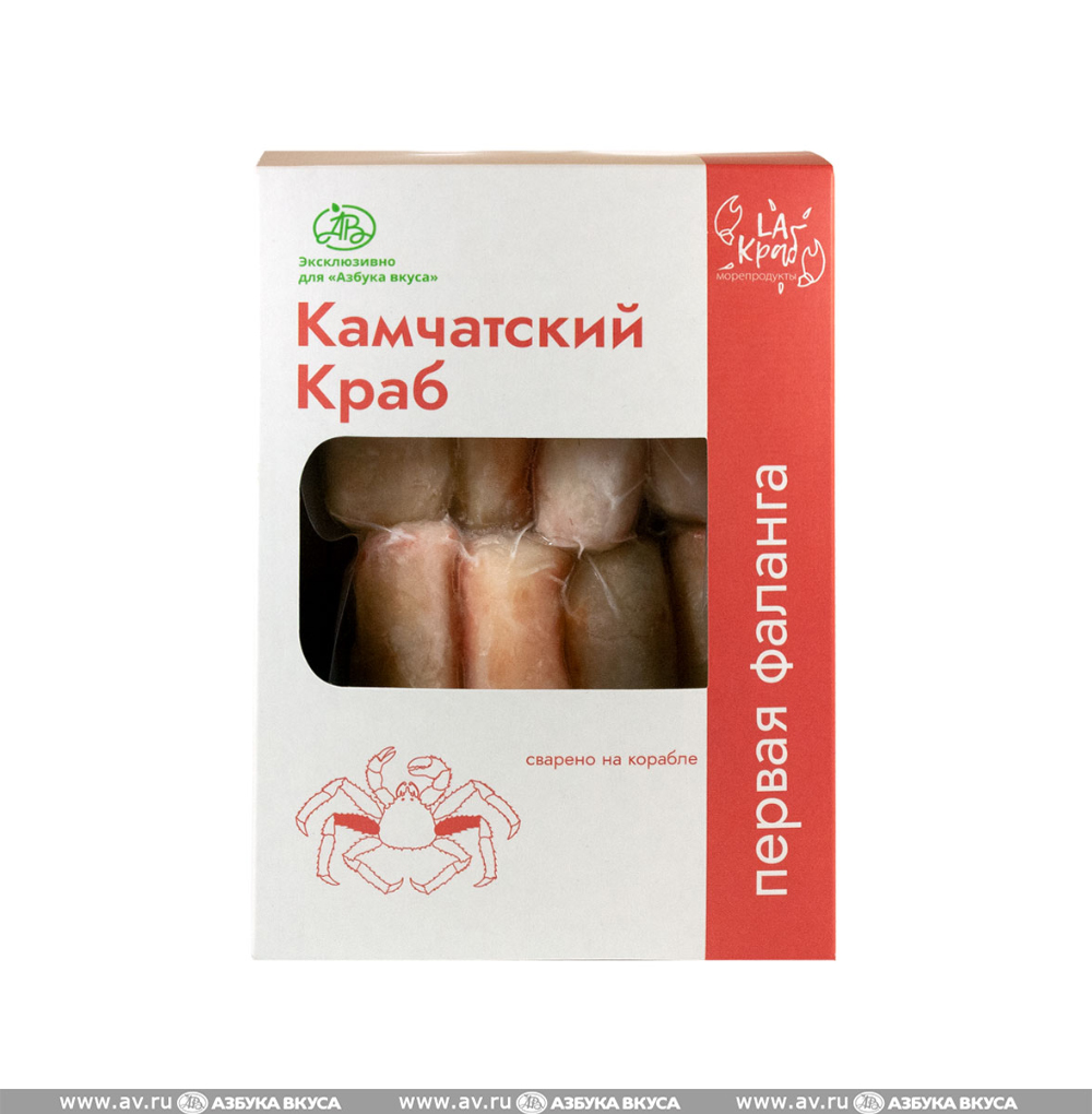 Изображение товара Краб камчатский варено-мороженный, мясо первой фаланги, «ЛА Краб», 300 г, Россия