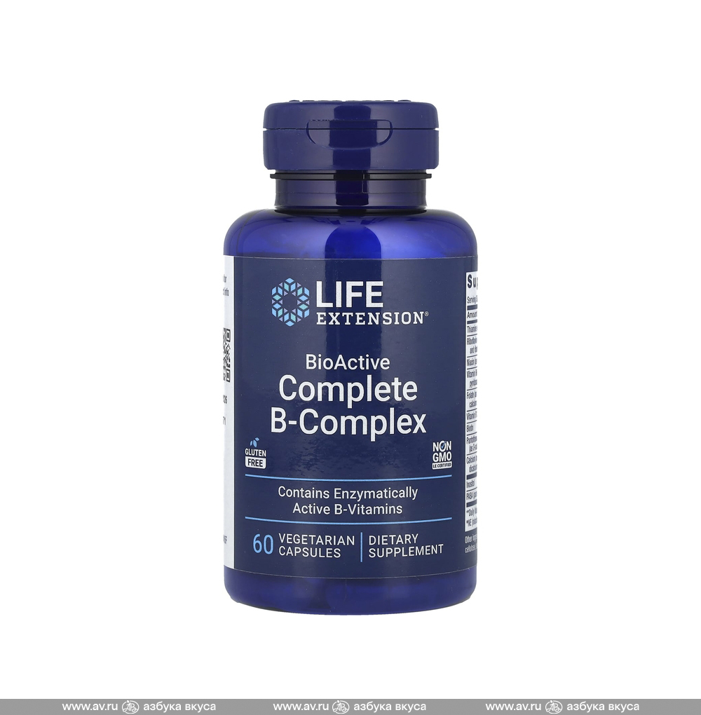Изображение товара БАД Life Extension BioActive Complete B-Complex, Биоактивный комплекс витаминов группы В, Quality Supplements and Vitamins, 60 капсул, США Изображение товара БАД Life Extension BioActive Complete B-Complex, Биоактивный комплекс витаминов группы В, Quality Supplements and Vitamins, 60 капсул, США