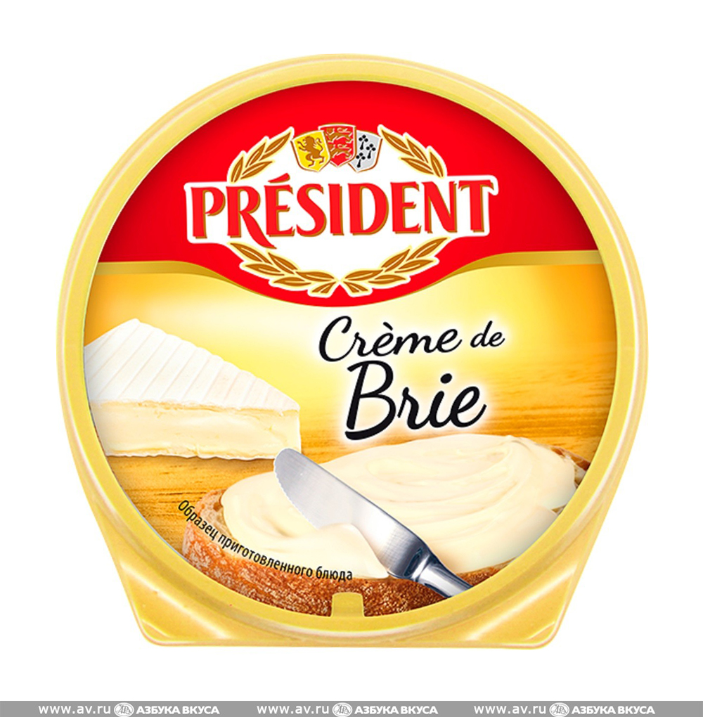 Изображение товара Сыр плавленый Creme de Brie 50%, «President», Россия БЗМЖ Изображение товара Сыр плавленый Creme de Brie 50%, «President», Россия БЗМЖ