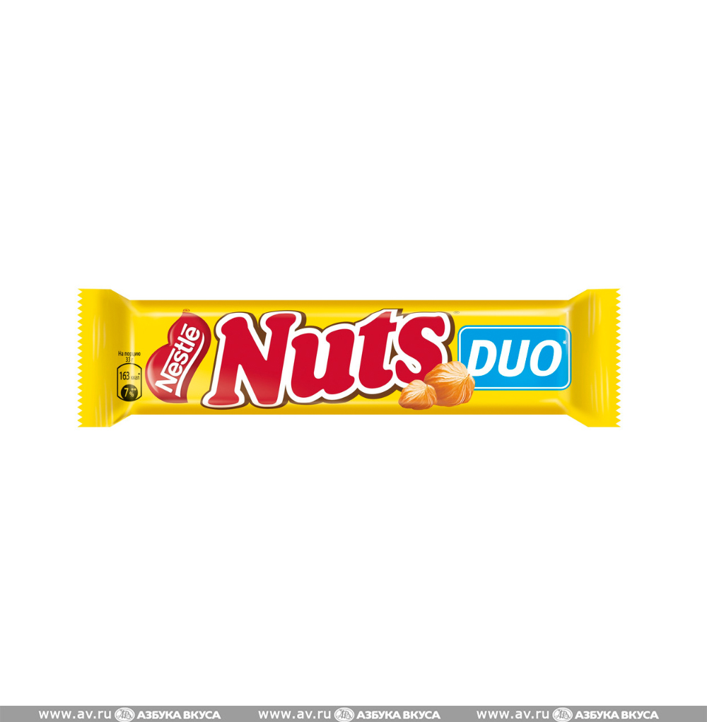 Изображение товара Батончик шоколадный Duo c цельным лесным орехом, Nuts, 66 г, Россия
