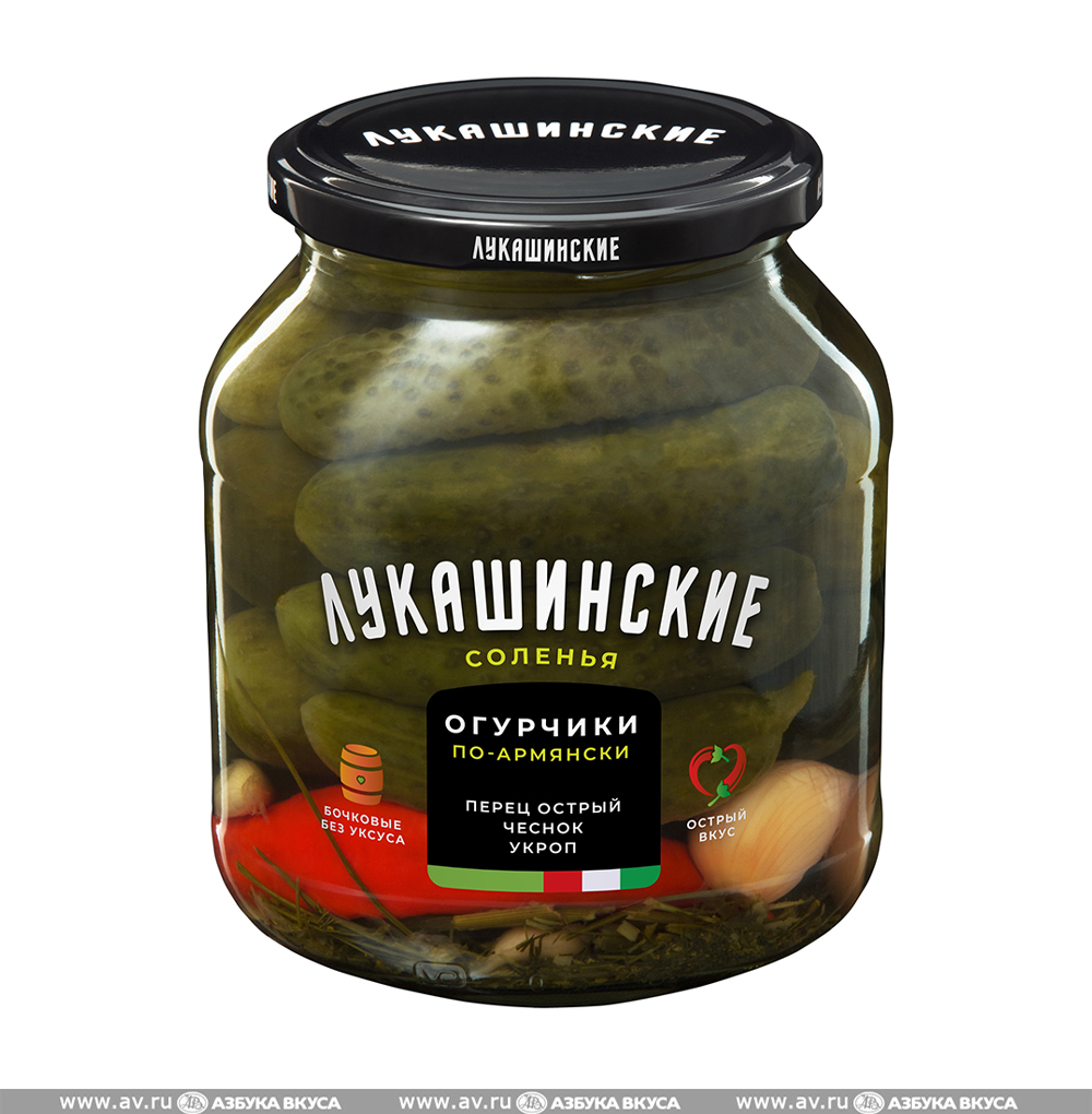 Изображение товара Огурцы соленые «по-армянски» с острым перцем и чесноком, «Лукашинские», 670 г Россия Изображение товара Огурцы соленые «по-армянски» с острым перцем и чесноком, «Лукашинские», 670 г Россия