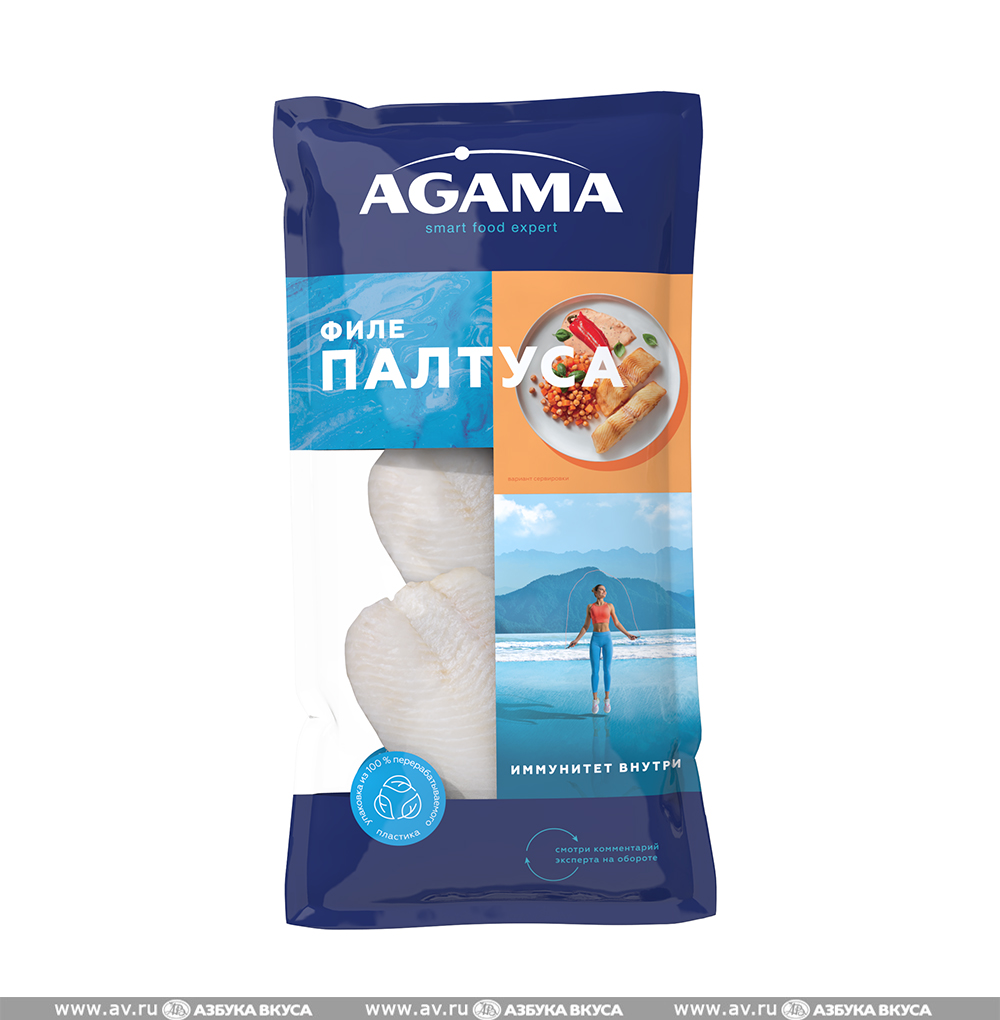 Изображение товара Палтус филе замороженное, Agama, 400 г, Россия