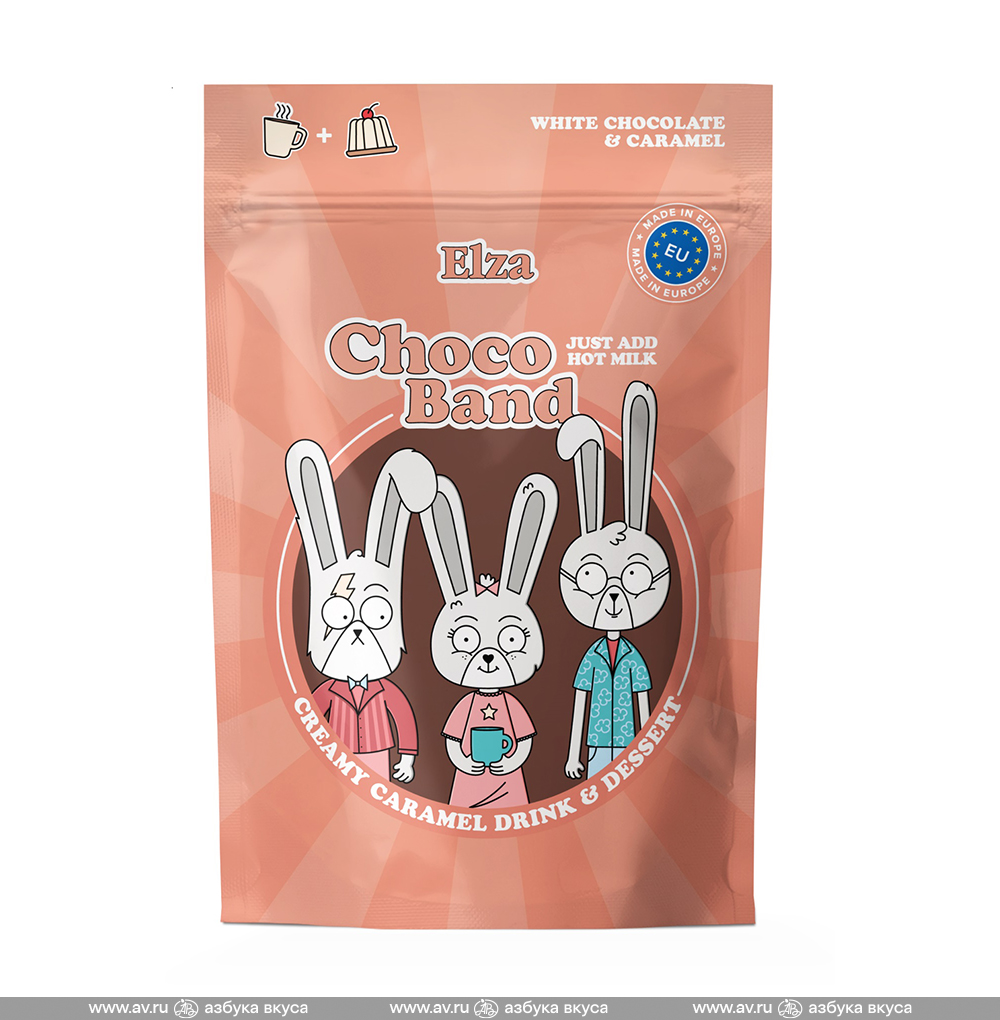 Изображение товара Какао-напиток с добавлением шоколада, растворимый, ELZA Choco Band Creamy Caramel, 200 г, Венгрия Изображение товара Какао-напиток с добавлением шоколада, растворимый, ELZA Choco Band Creamy Caramel, 200 г, Венгрия