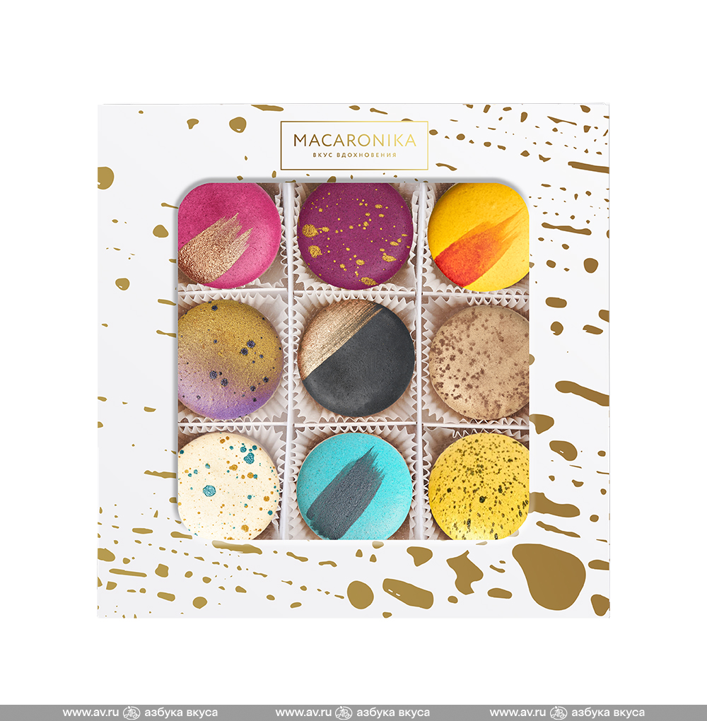 Изображение товара Набор пирожных макарон, Macaronika, 9 шт, 144 г, Россия
