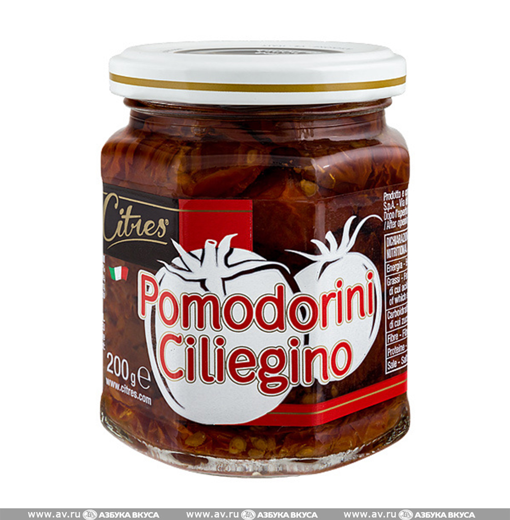 Изображение товара Томаты вяленые черри Pomodorini Ciliegino, Citres, 200 г, Италия Изображение товара Томаты вяленые черри Pomodorini Ciliegino, Citres, 200 г, Италия